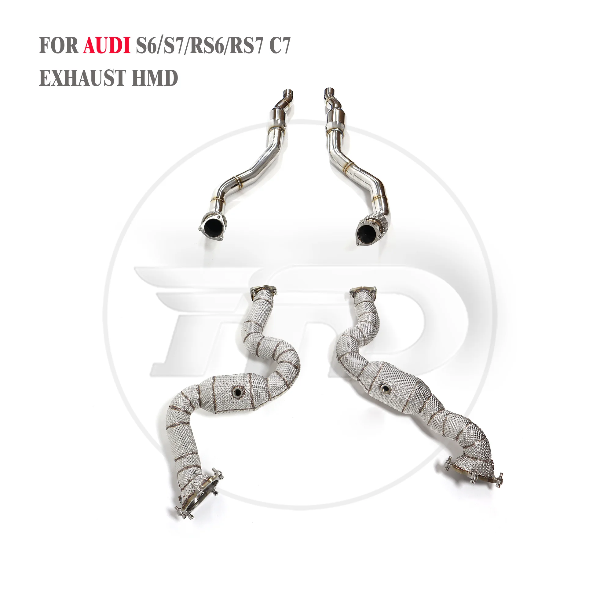 HMD Car Accessories Exhaust Manifold for Audi S6 S7 With Catalytic Converter Downpipe Catless High Flow Catalyst Header