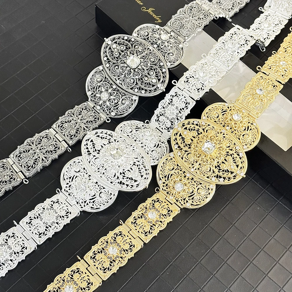 

Vintage Wedding Bride Metal Belt Palace Style Hollow Flower Carving Party Performance Caucasian Ethnic Waist Chain Jewelry