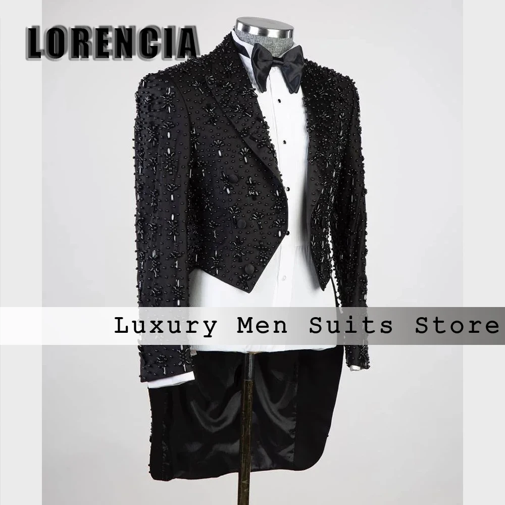 

Exquisite Crystal Male Suits 2 Pieces Beading Tuxedos Evening Party Banquet Outfits Customized Blazer Pants robe mariage femme