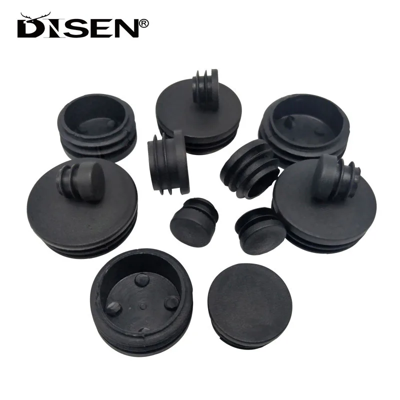 4/8 Stuks Zwarte Ronde Plastic Blanking End Caps Buis Pijp Inserts Plug Voor Stalen Buis Stoel Been Cover meubels Protector Pads