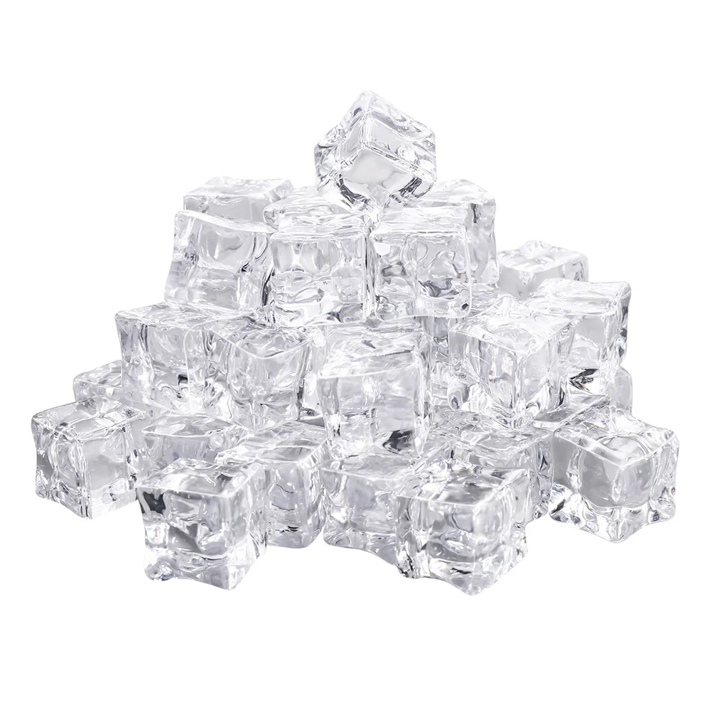 50Pcs Clear Fake Ice Cubes Acrylic Crystal Ice Cubes Bar Photography Props lemon decor plastic ice cubes