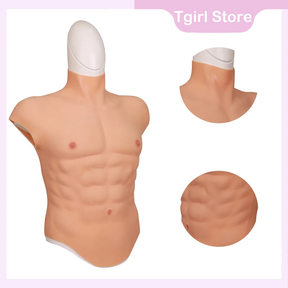 Tgirl Muscle Chest Muscle Suit Macho Fake Silicone Belly Artificial Simulation  Abs for Transgender Cosplay Male pecto