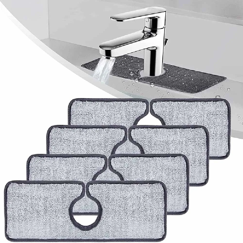 Kitchen Faucet Absorbent Mat Washable Sink Splash Guard Microfiber Faucet Splash Catcher Countertop Protector Kitchen Bathroom