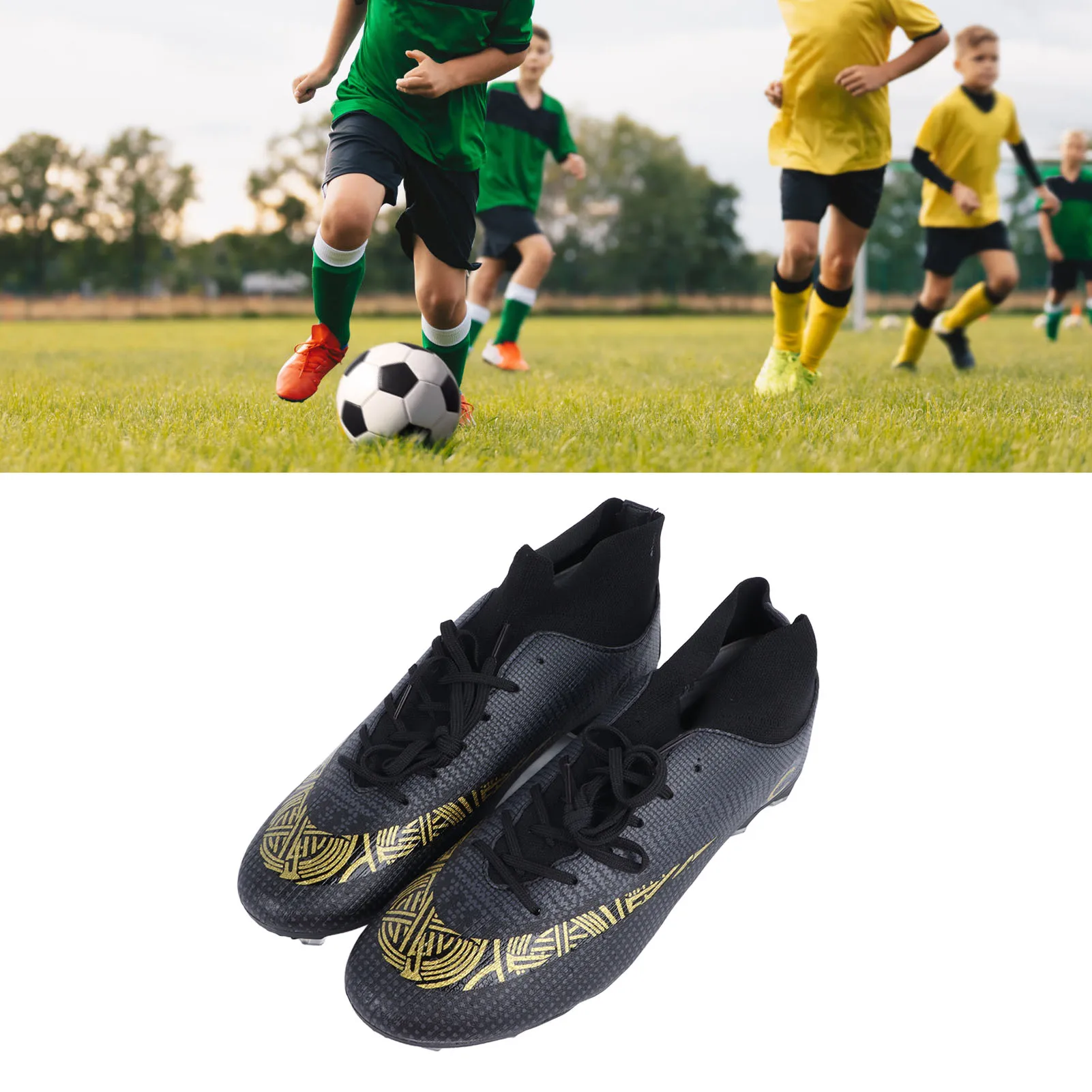 

Soccer Shoes For Men Women High Top Soccer Cleats Football Shoes Lace Up Football Boots For Competitions Training