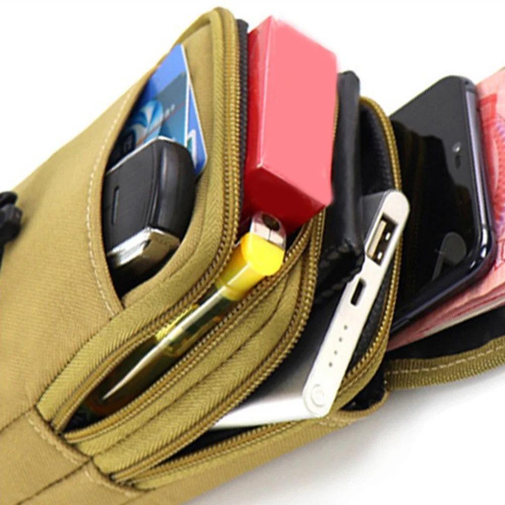 Men Belt Bag Oxford Cloth Pouch Waist Bag Card Phone Pouch Solid Color Mobile Phone Belt Wearing Wear-resistant Bag Accessories