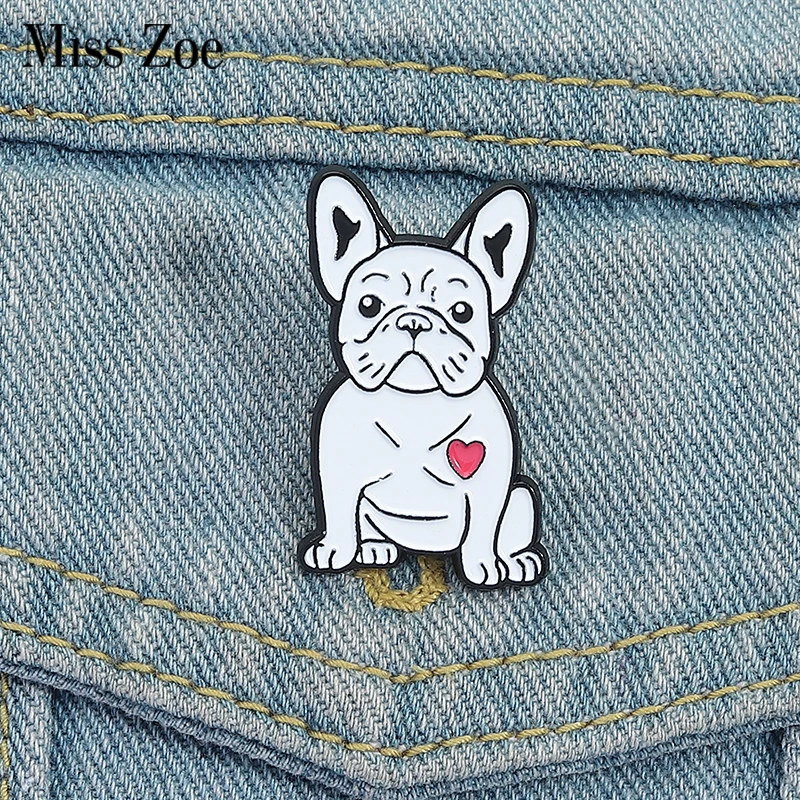 Cute French Bulldog Enamel Pins Custom Dog Lovers Brooches Lapel Badges Clothes Animal Jewelry Gift for Kids Friends