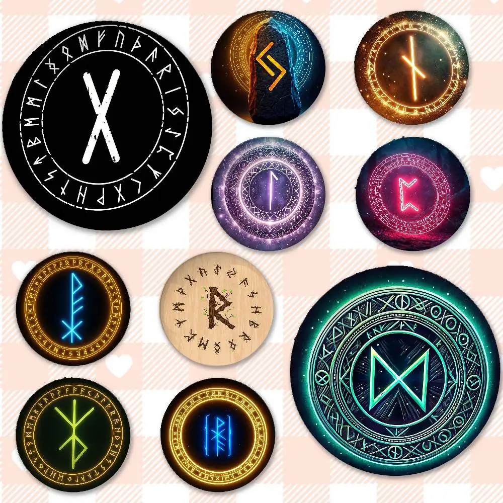 Cool Runes Futhark Badges Peripheral Lapel Pins Tinplate Round Brooch For Shoulder Bag Accessories Souvenir Gifts