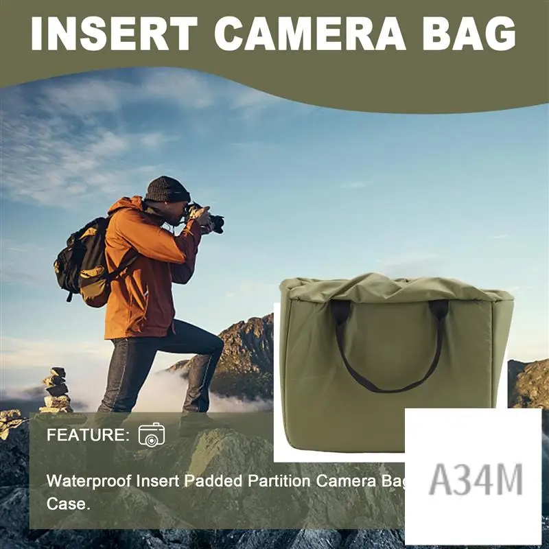 

A34M-Waterproof Insert Padded Partition Camera Bag Lens Case For Dslr Slr Camera