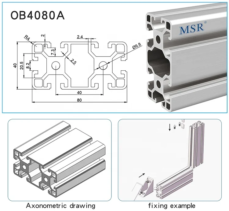 Personalizzazione produttore cinese 8062 40 * 80mm 40x80 Profilo in alluminio nero argento anodizzato trasparente industriale per porta