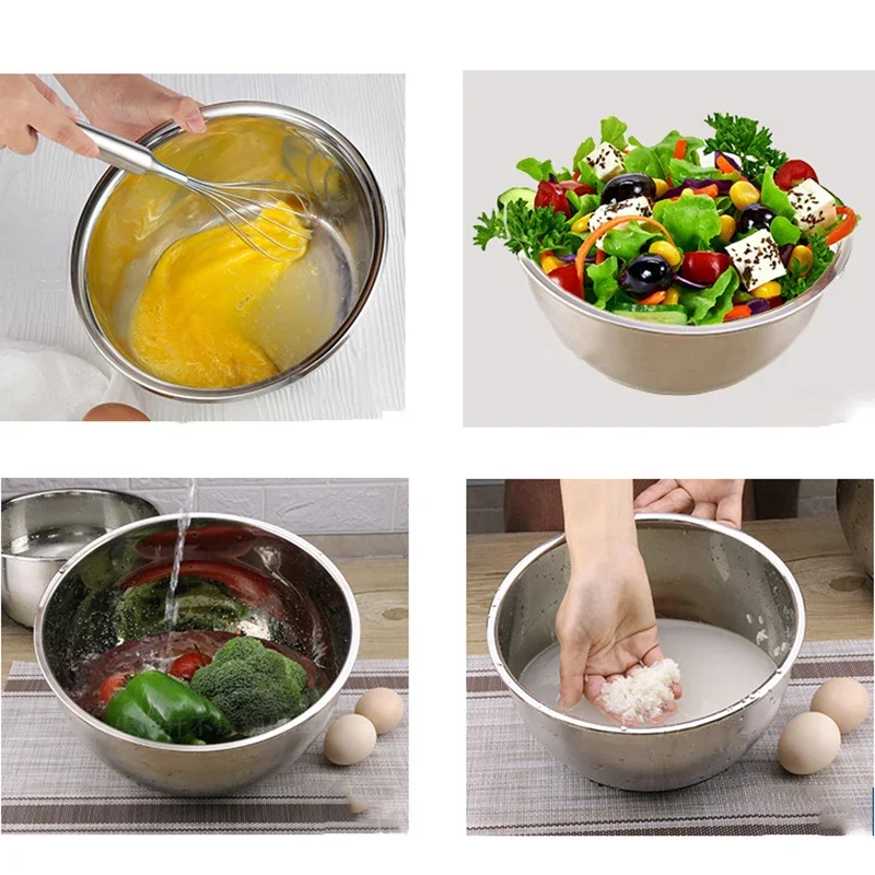 Stainless Steel Mixing Bowls (Set of 7) Set Fruit Salad Bowl Storage Bowl Set Kitchen Cooking Tools 18/20/22/24/26/28/30cm