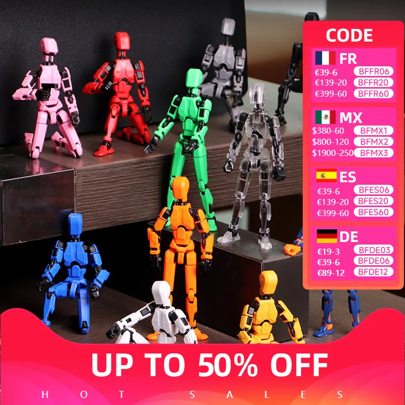 

Luminous 13 Jointed Movable Action Figures Shapeshift Robot 3D Printed Mannequin Character Assemble Toys Game Kids Gifts