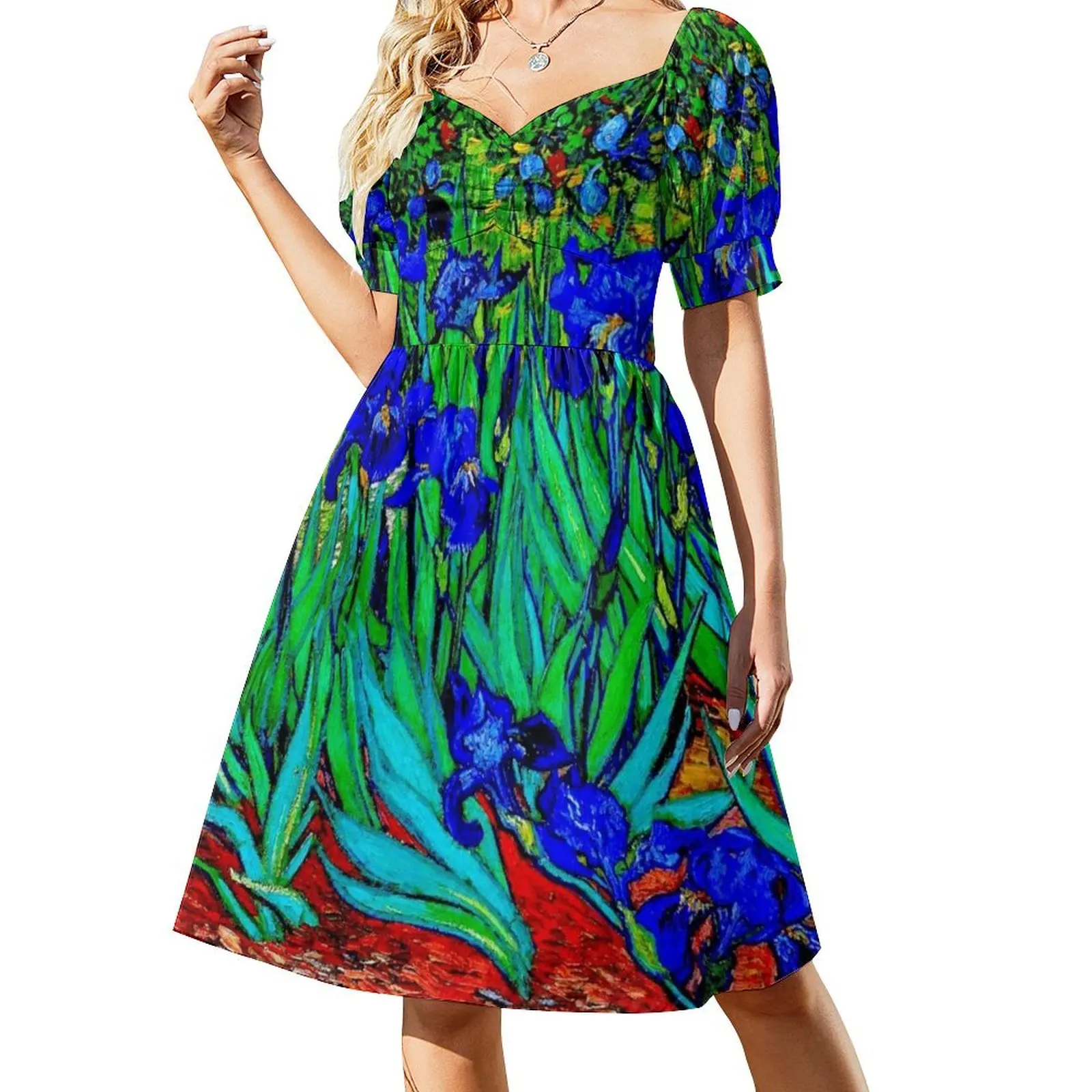 

Irises by Vincent van Gogh van Gogh Fine Art Short-Sleeved Dress dress women summer ladies dresses for special occasions