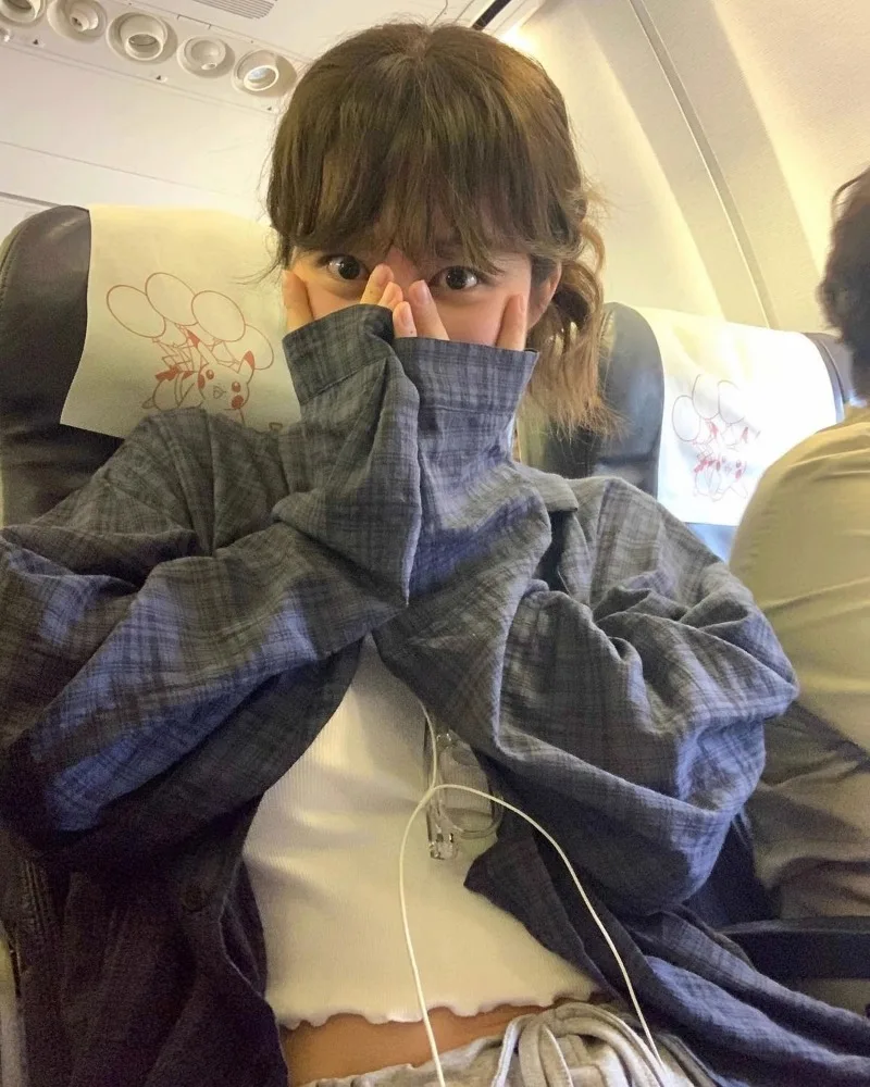 

Ladies Clothes Navy Blue Check Shirt Japanese Style Women's Plaid Shirt Retro Long Sleeve Tops Korean Top Female Popular Clothes