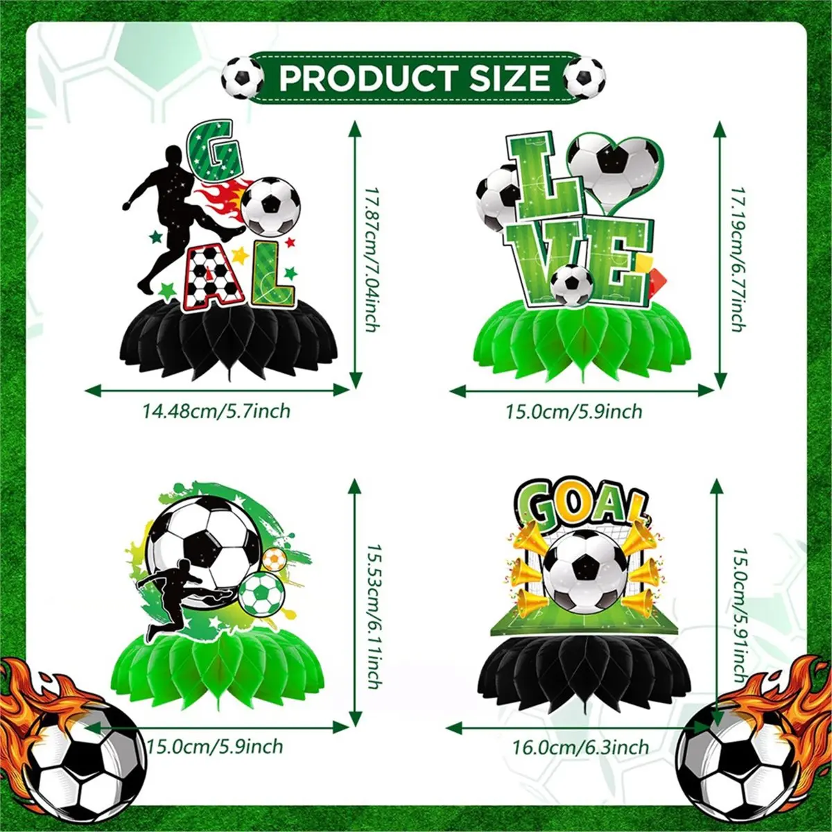 A10R Soccer Party Plates Tableware Set , Soccer Party Supplies with Banner, Plates, Cups, Napkins & Tablecloth for World Cup