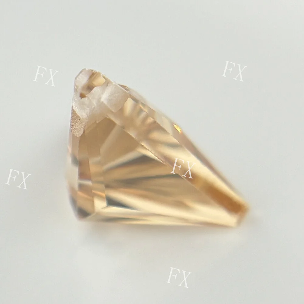 Single Hole Beads Cubic Zirconia Stones 5A Triangle Champagne Stone Loose CZ DIY Jewelry Beads  With Holes Free Shipping