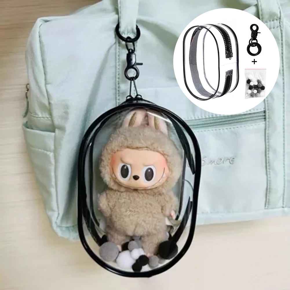 Clear Doll Bag All Round Protected Labubu Doll Storage Pouch For Cartoon Figures