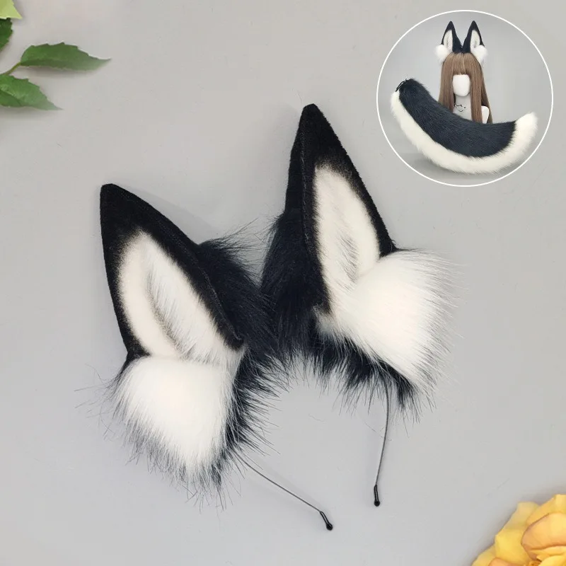 ใหม่น่ารักสาว Furry สัตว์สุนัขหู Headdress ตุ๊กตา Handmade Headband อะนิเมะสําหรับคริสต์มาสฮาโลวีนคอสเพลย์อุปกรณ์เสริม