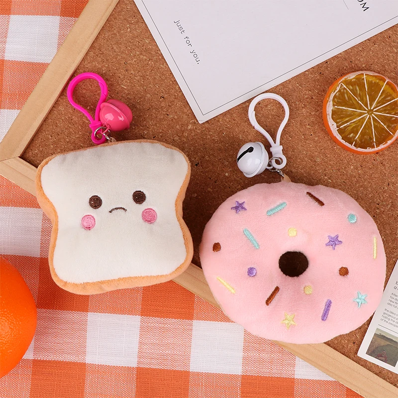 Donuts Plush Toy Cartoon Bread Pendant Soft Stuffed Doll Plushies Keychain Car Key Ring Backpack Bag Decor Gift