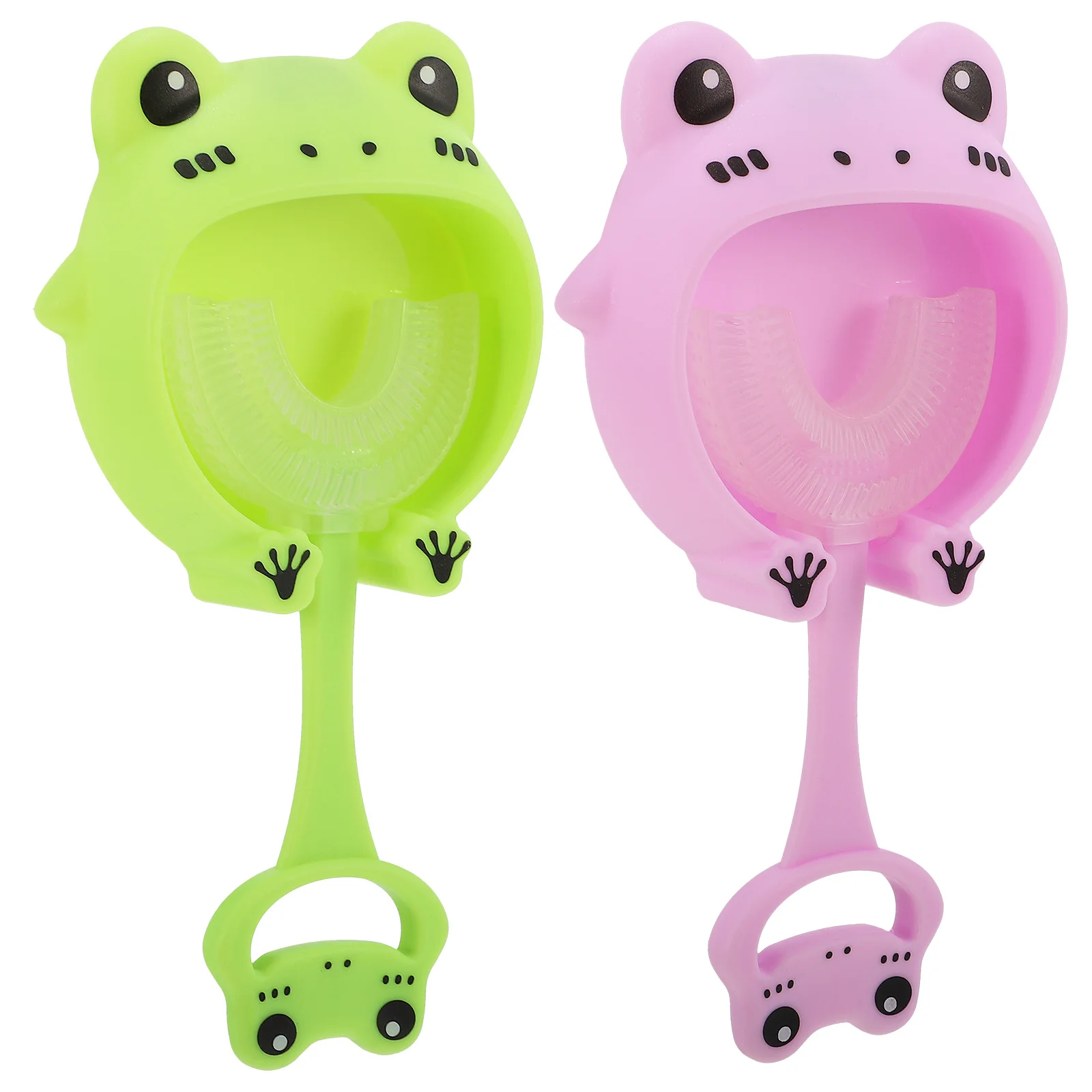 2 مجموعات الاطفال فرشاة أسنان من السيليكون على شكل حرف U شعيرات ناعمة أداة تنظيف الفم طفل فرشاة الأسنان سن 2-4 أطفال فرشاة تنظيف الأسنان #6