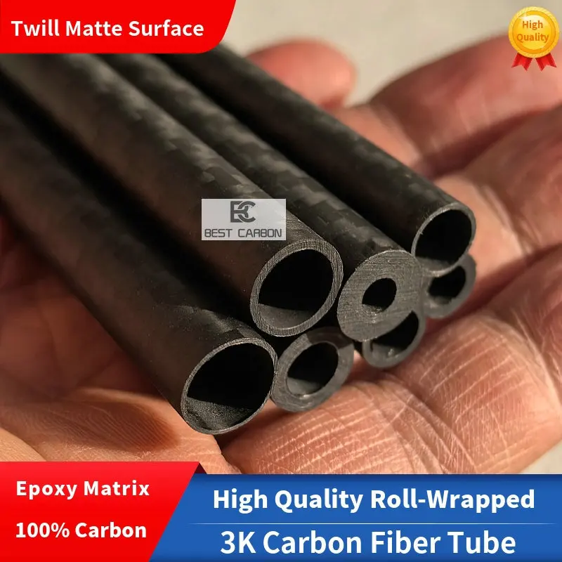 OD4mm-OD10mm ,1000mm length ,3K Twill Matte High quality Carbon Fiber Fabric roll wrapped /Wound/WovenTube