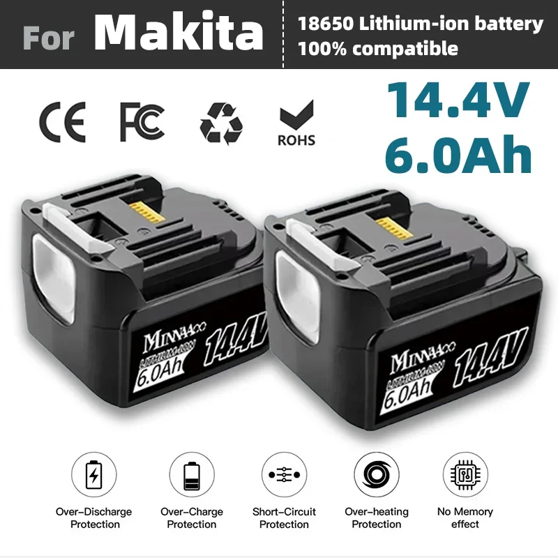 

14.4V Original 6Ah Rechargeable Li-ion Battery For Makita 14V Power Tools 5.0Ah BL1460 BL1430 1415 194066-1 Bateria Makita