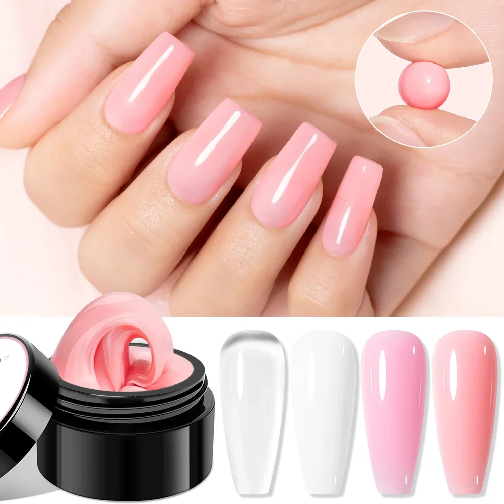 BOZLIN 15g  Non Stick Hand Solid Extension Nail Gel For Summer Nails DIY Nude Pink White Extension Gel Nail Art Shaping