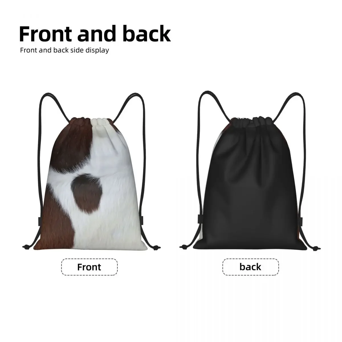 Farmhouse Cow Browm Skin Pattern Print Drawstring Backpack Bags Lightweight Cow Cowhide Gym Sports Sackpack Sacks for Yoga