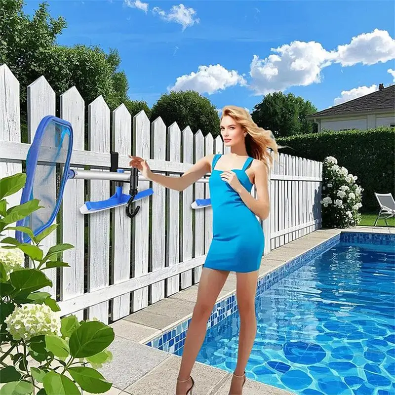 

Pool Pole Hanger Set Of 2 Pool Tool Hanger Heavy Duty Weather-Resistant Multi-purpose Poolside Storage For Cleaning Tools
