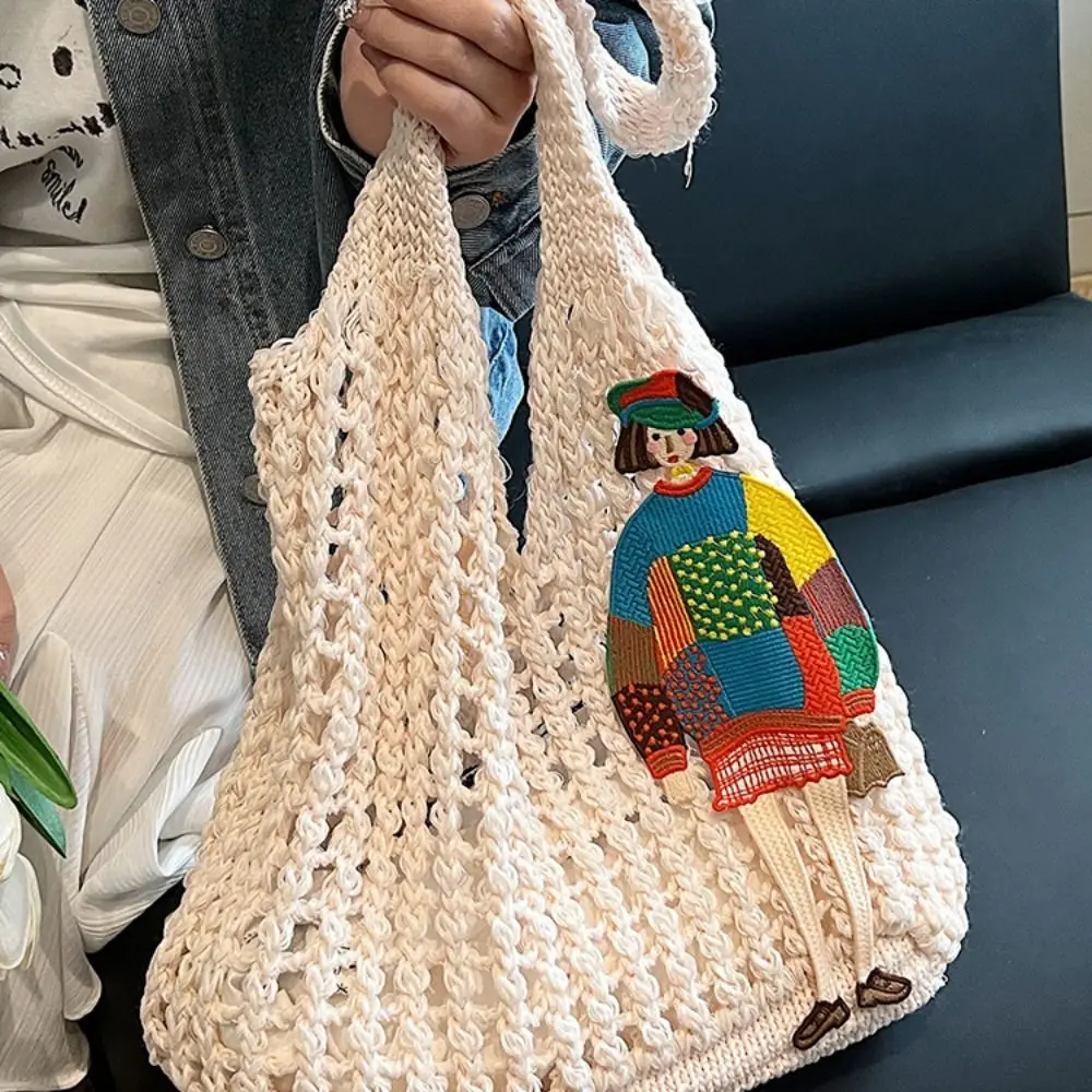 

Portable Shoulder Bag Knitted Bag Hollowed Out Large Capacity Weave Bag Storage Bag Bohemian Beach Bag Beach