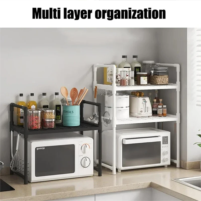 Kitchen Elevated Design Seasoning Rack Microwave Storage RackBilayer Oven Modern Minimalism Kitchen Accessories Organizer