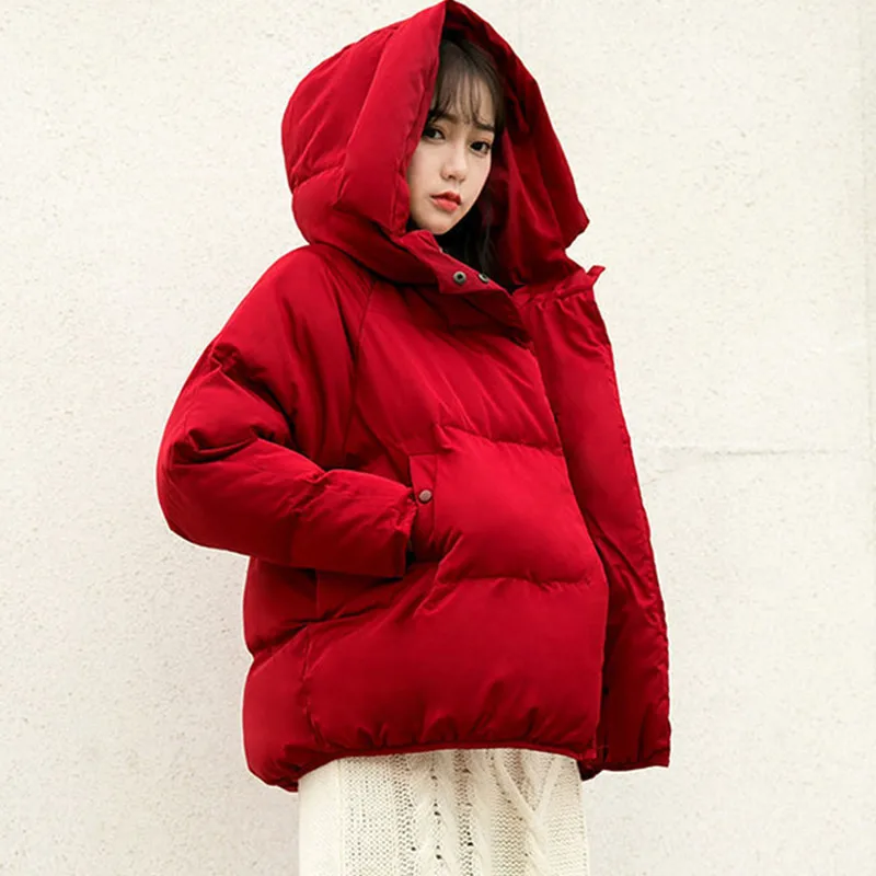 

Cotton Padded Jacket Winter Hooded Parkas Woman Warm Down Jacket Plus size Female Coat Thicken Solid Student Casual Snow Outwear