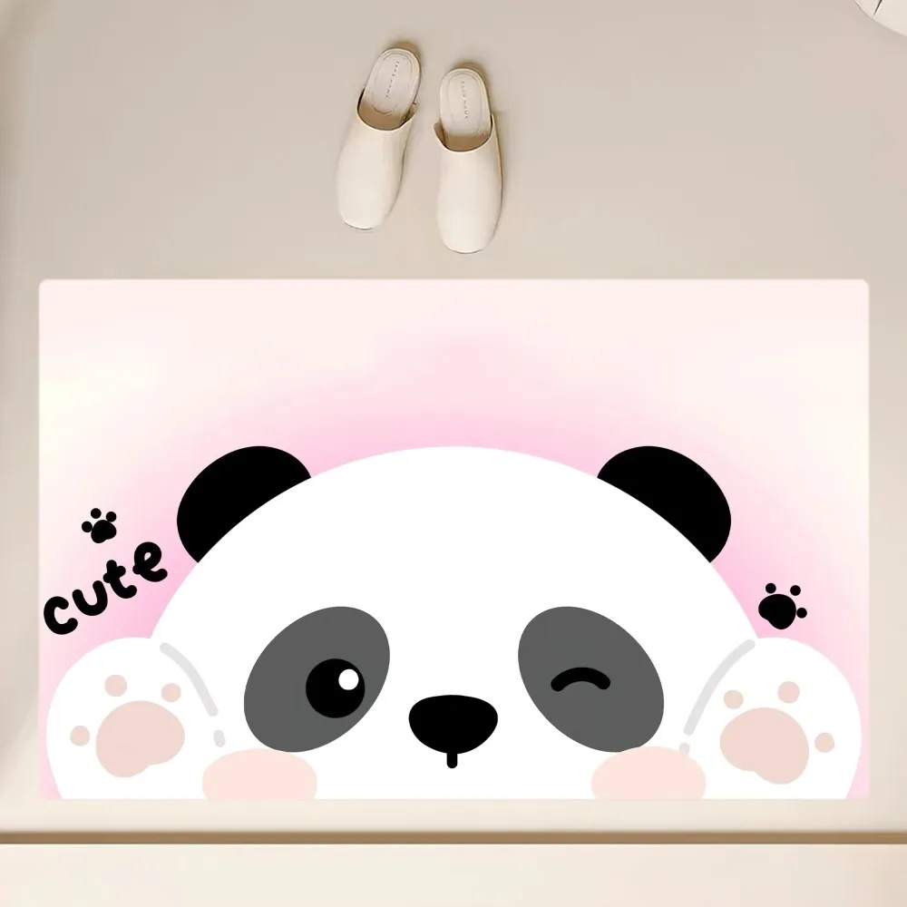 Cute Cartoon Panda Floor Mat  Anti-Slip Bathroom Kitchen Bedroom Living Room Entrance Rug Home Decor