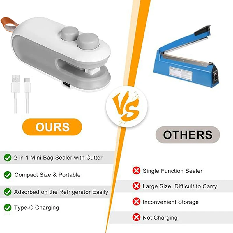 سدادة أكياس صغيرة، 2026 جديدة 2 في 1 سدادة طعام مغناطيسية، أداة سدادة أكياس رقاقة قابلة لإعادة الشحن عبر USB