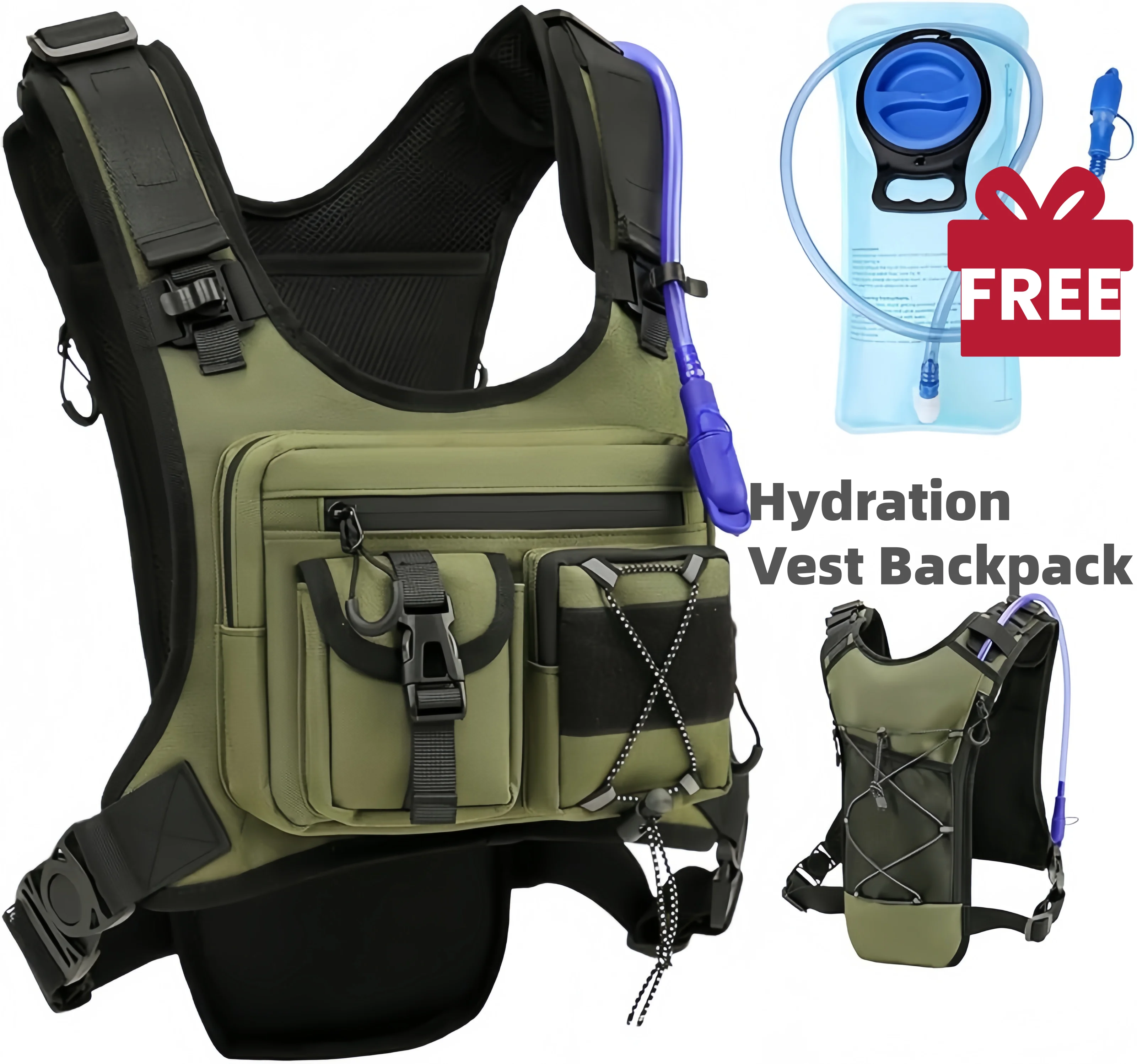 Bolsa de pecho ligera multifuncional, tela Oxford, chaleco para correr resistente al agua, chaleco de hidratación, mochila, paquete táctico