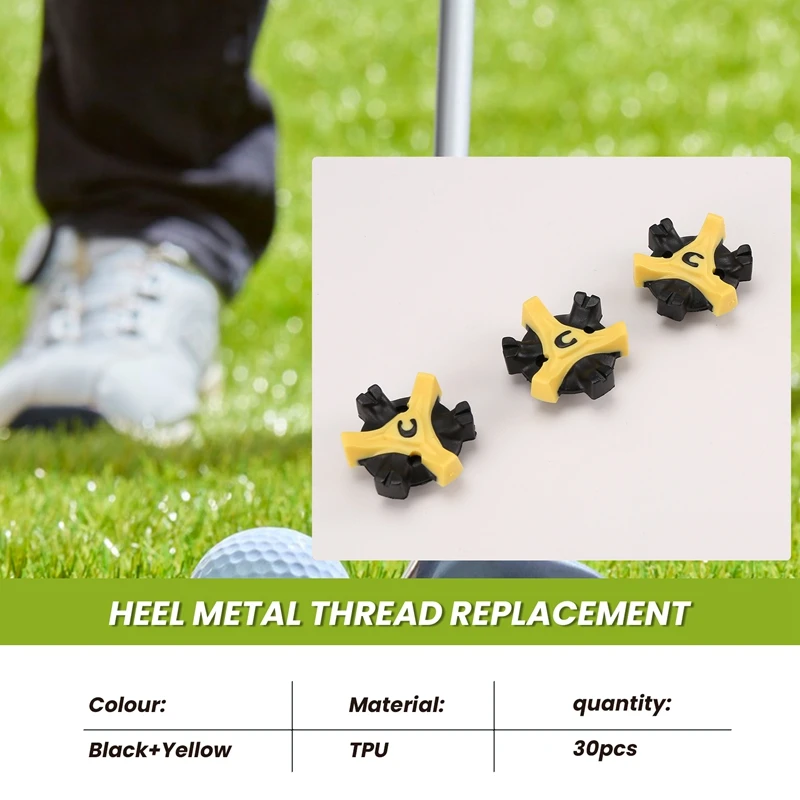 NEW-30Pcs Soft Golf Shoe Spikes Metal Thread Studs Replacement Fit For Golf Spike