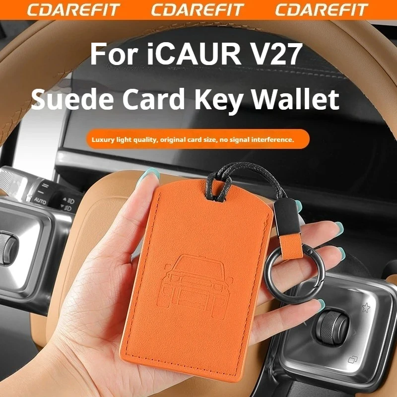 For Chery iCAUR V27 Car Smart Card Key Protection Case Suede Key Card Case Cover Shell Fob Accessories