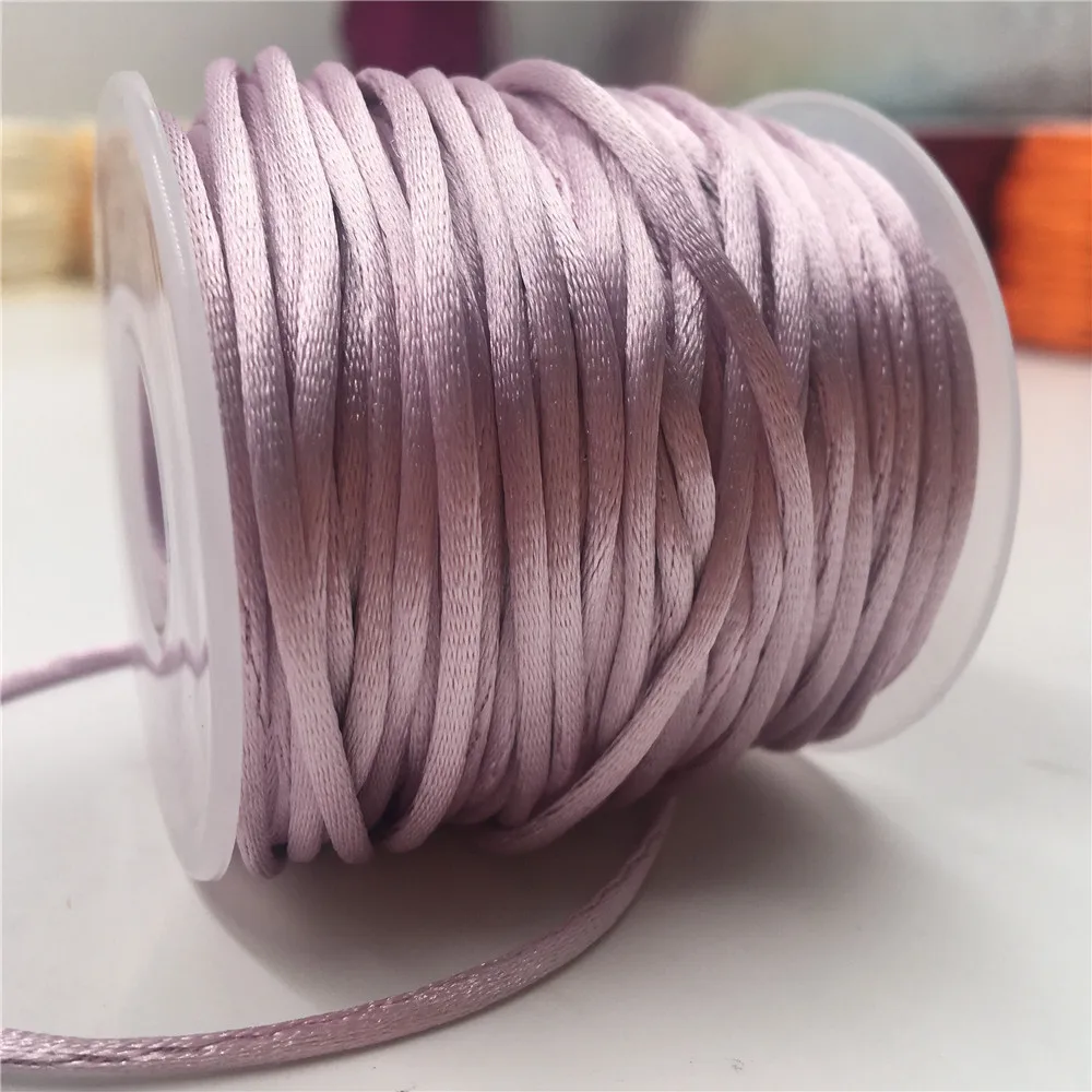 2mm Light Purple Rattail Satin Cord Thread Chinese Knot Macrame Bracelet Braided String DIY Tassels Beading Thread 10-225meters