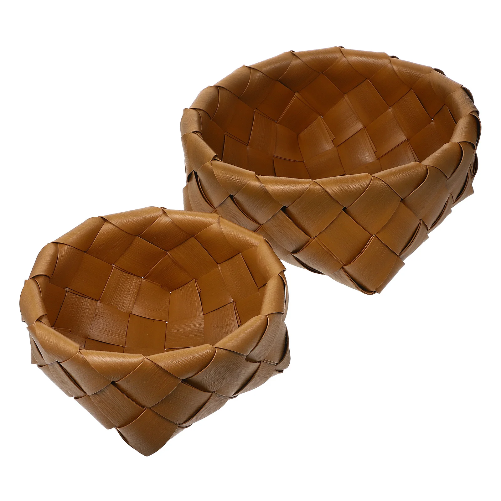 

2Pcs Imitation Rattan Woven Basket Kitchen Storage Bread Fruit Snacks Organizer Large Capacity Home Decor Woven Basket