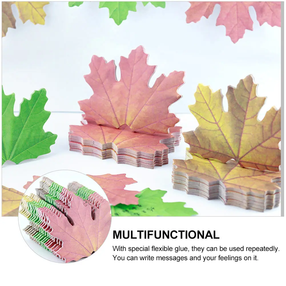 

12Pcs Maple Leaf Memo Stickers Reusable Lightweight Portable Message Pads for School Office Use