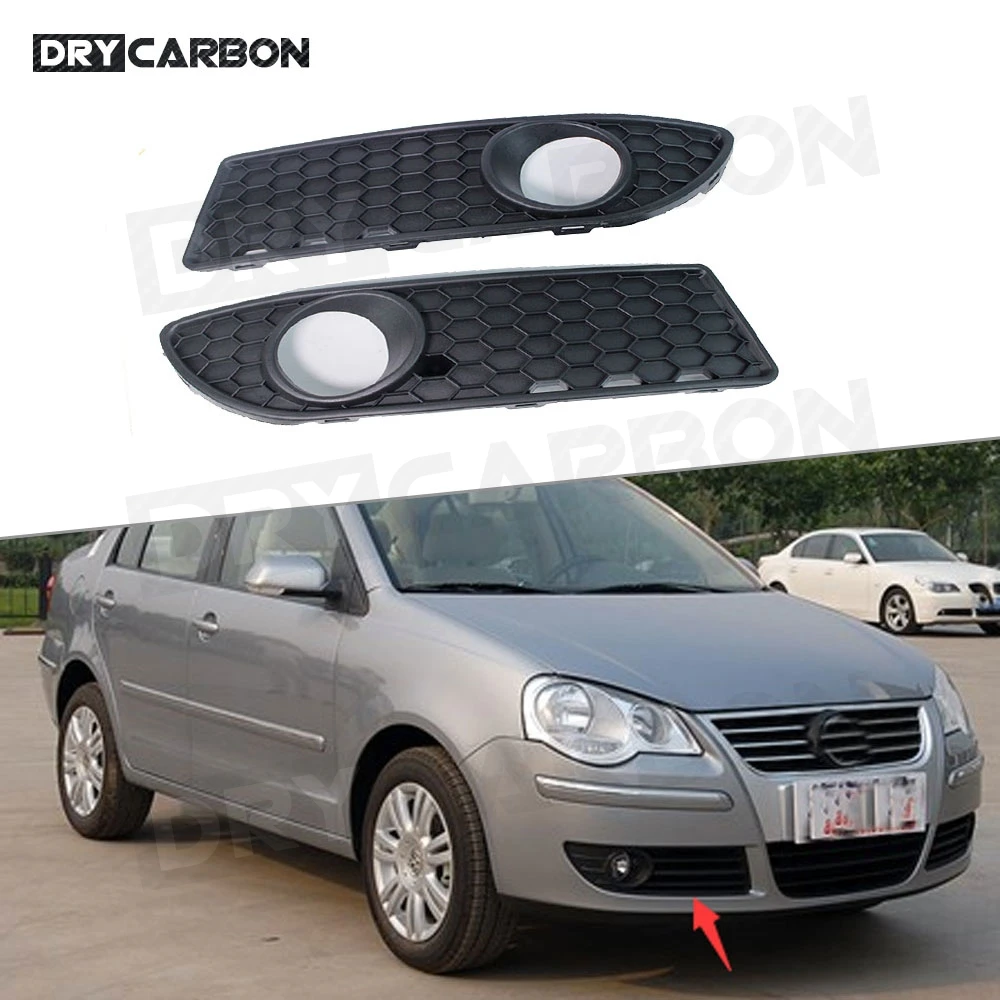 

Передний бампер автомобиля, противотуманная фара, противотуманная фара, сотовые решетки, рамка для VW Polo MK4 9N3 2005-2009, подтяжка лица, 2 шт./компл., ABS, черный