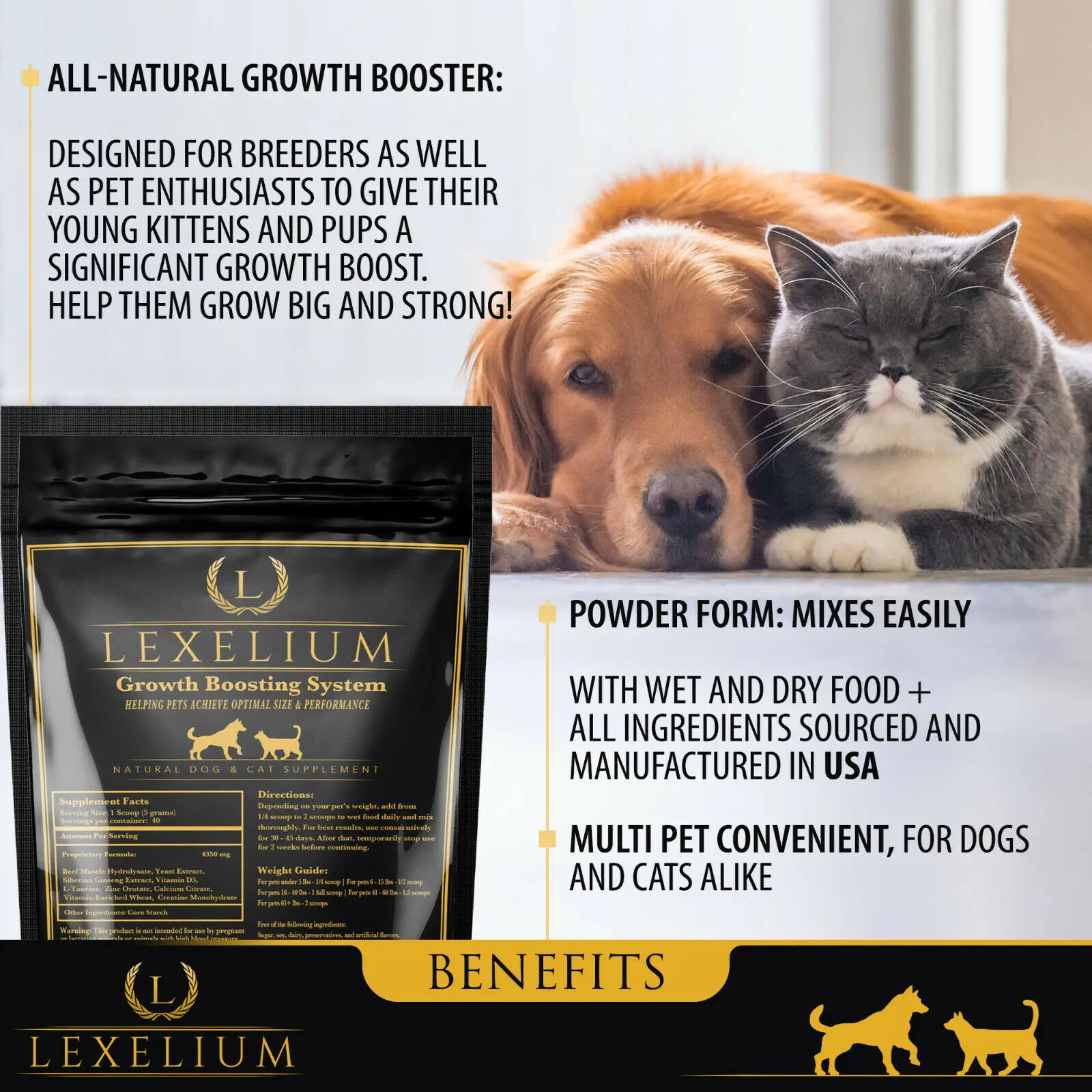 Pet Weight Gainer Appetite Supplement For Kittens and Puppies Dogs, Stronger, Gain Muscle Mass 7.05 oz