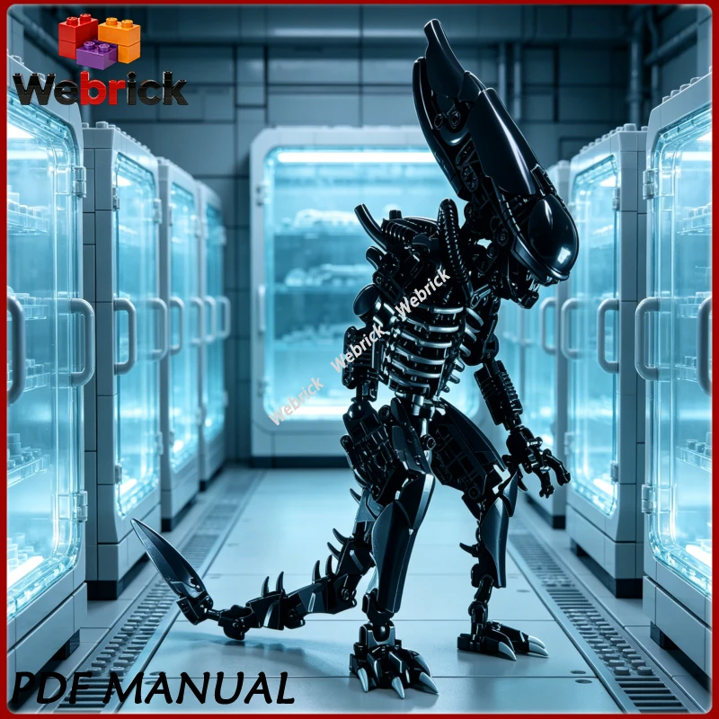 Dark Sci-Fi Beast Creature MOC, Futuristic Mysterious Life Form, Intricate Body Details for Adult Collectors and Gifting