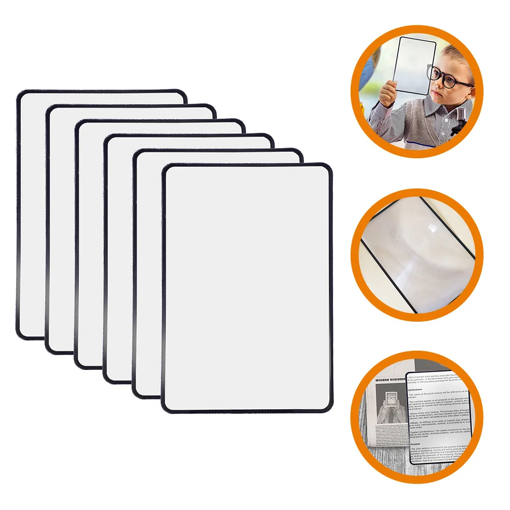 6 قطعة مكبر نمط البطاقة لقراءة الصفحة الكاملة ورقة مكبرة أداة المرجعية المسنين المحمولة جيب قياس العرض #2
