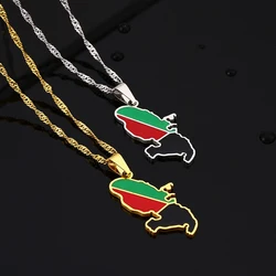 French Martinique Island Map Flag Pendant Necklace Stainless Steel Men Women Maps Jewelry Gift