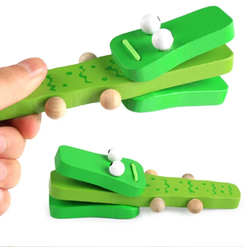 Kids Cartoon Wooden Castanets Music Instruments Baby Clapper Handle Musical Instruments  Educational Toys for Children Castanets