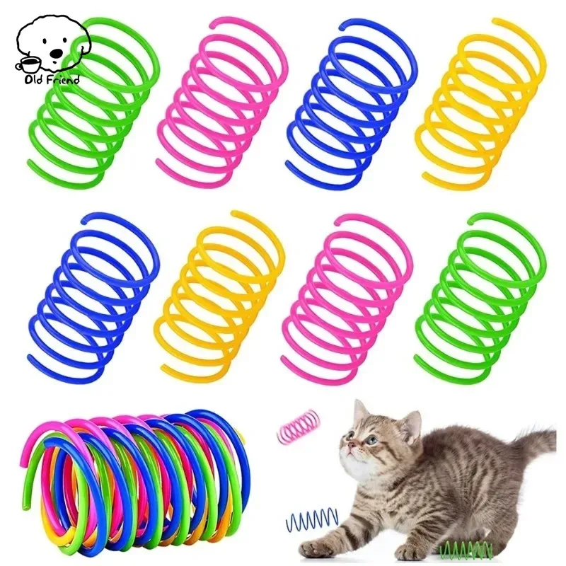 4/8/12pcs Cat Toys Interactive Wide Durable Heavy Gauge Pet Kitten Colorful Springs Cat Toy Coil Spiral Springs Dog Toys