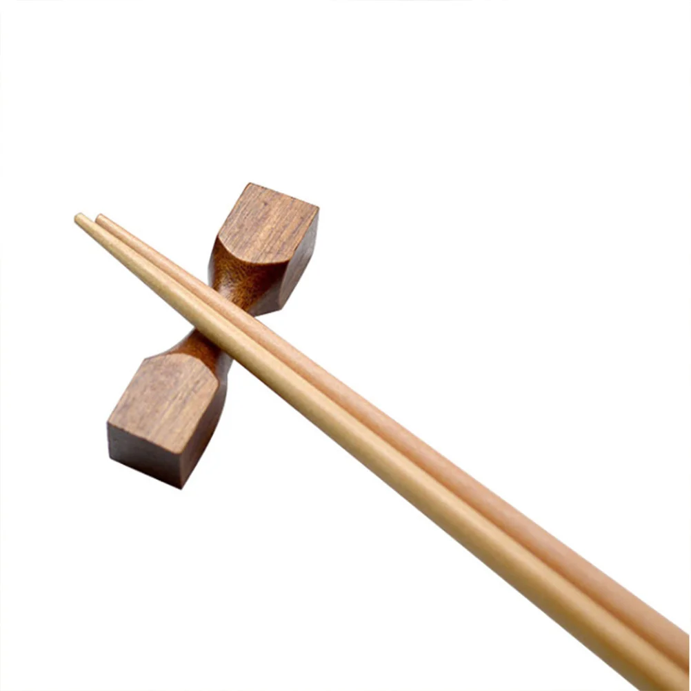 

10Pcs Wooden Chopstick Dumbbell Shape Holder for Chopsticks Spoons Forks Japanese Style Brown