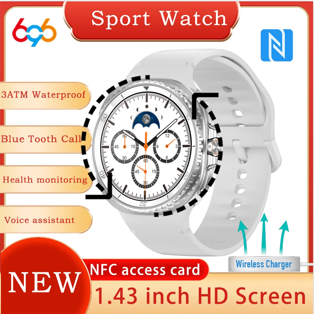 

2025 New Outdoor Smart Watch Blue Tooth Call Heart Rate Waterproof SmartWatch Voice Assistant NFC Sport Fitness Music Bracelet