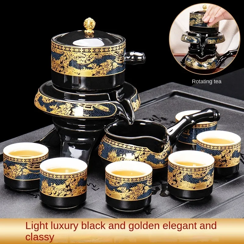 Lazy Person Tea Set Living Room Small Semi-automatic Stone Grinding  Divine Tool Kung Fu Cup Office Brewing  Pot