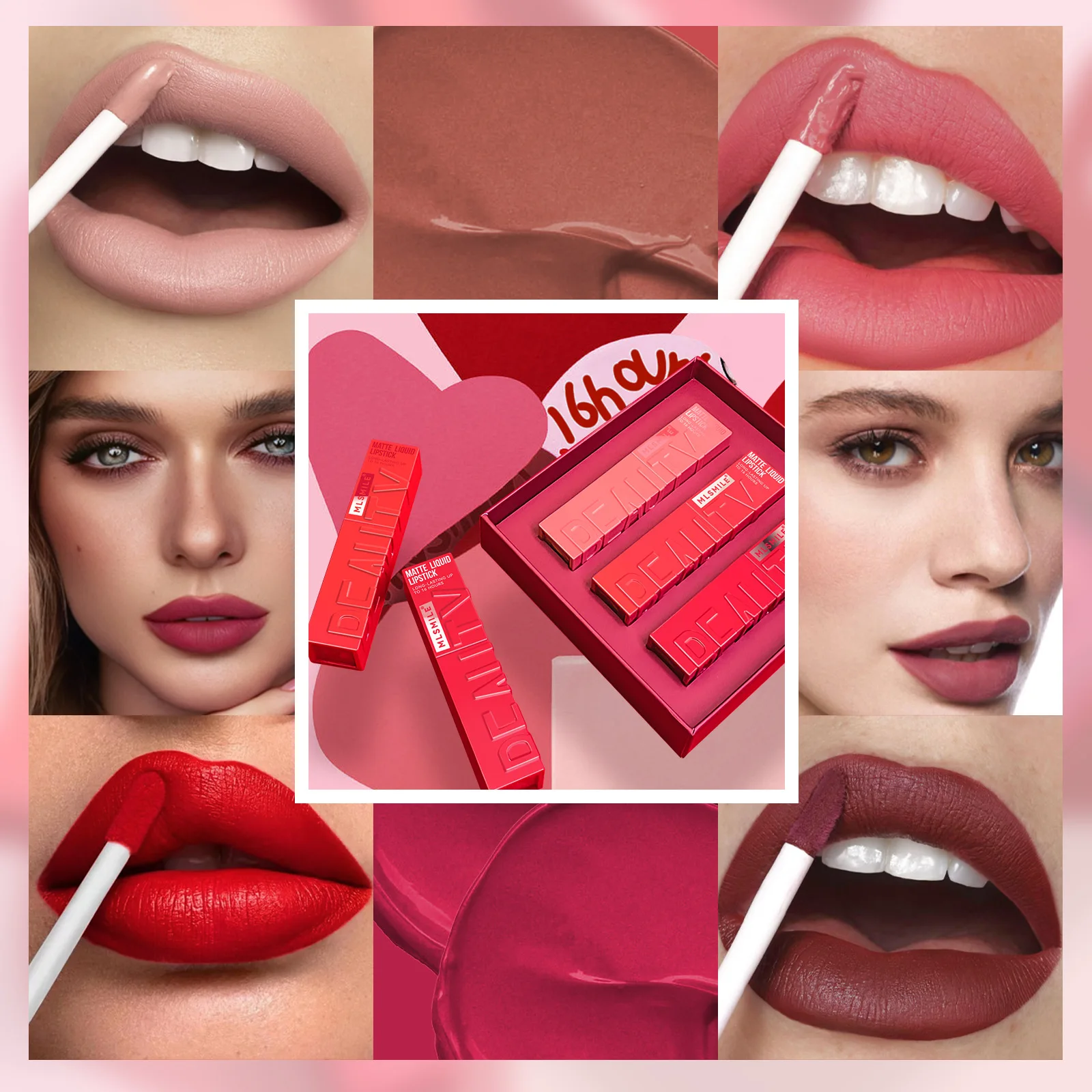 Rouge à lèvres liquide à encre mate, 3 pièces, velours longue durée, brillant à lèvres nu, tasse antiadhésive, teinte imperméable, maquillage imperméable